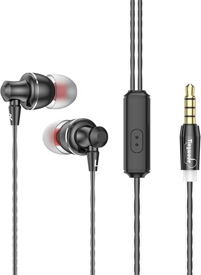 Tingwode T200 Wired Music Earphone Simple Design Containing HD Stereo Sound Quality With Microphone And Answer Calling Function Practical For Mobile Phone 1.2 Meter - Grey Headphones Headset